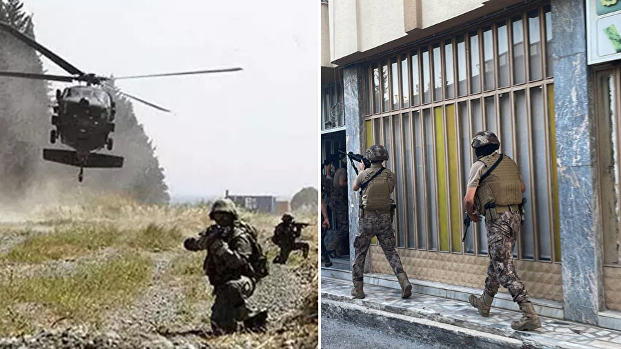 Operasyonlarda terör örgütüne ait çok sayıda barınak imha edildi.