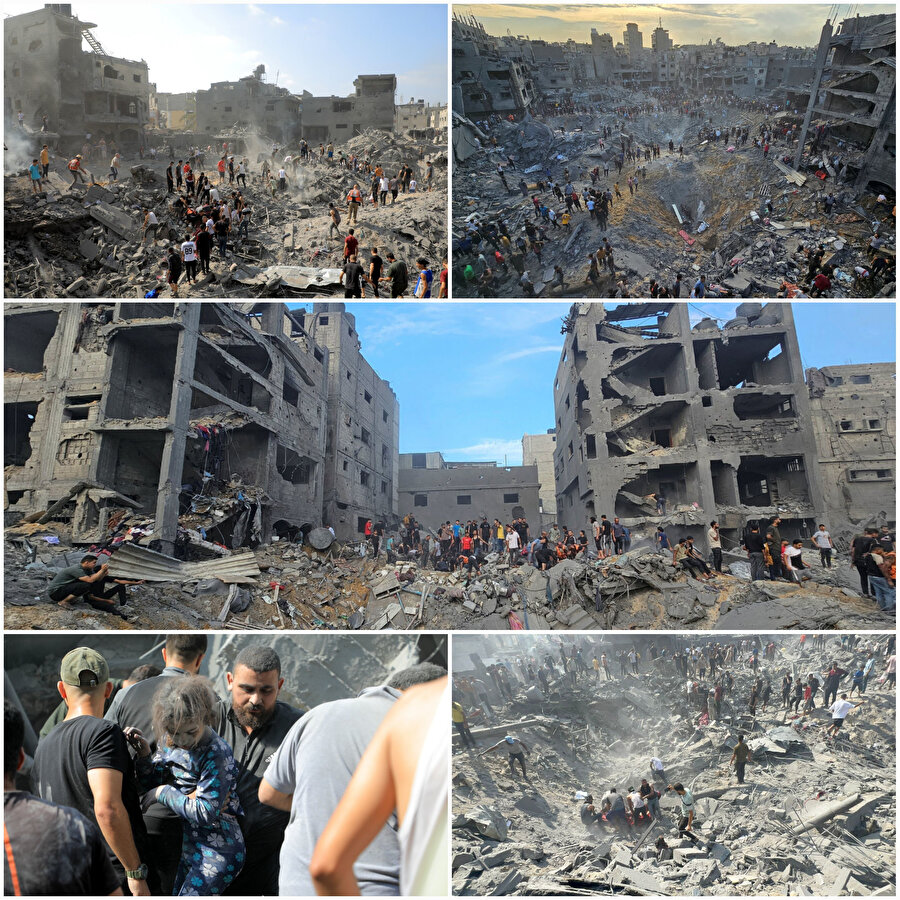 İsrail, Gazze'nin kuzeyindeki Cibaliya Mülteci Kampı'nı yine vurdu.