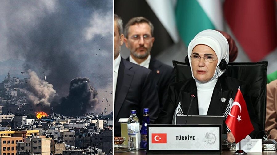 Emine Erdoğan, 'Filistin İçin Tek Yürek' temalı zirvede konuştu.