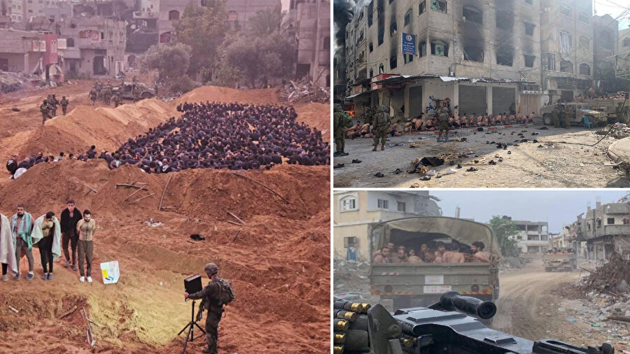 İsrail'de çok sayıda gazeteci, resmî yetkili ve sosyal medyada etkin isimler, günlerdir Gazze'de yarı çıplak halde alıkonulan Filistinli erkeklerin görüntülerini, "teslim olan Hamas savaşçıları" iddiasıyla paylaşıyor.