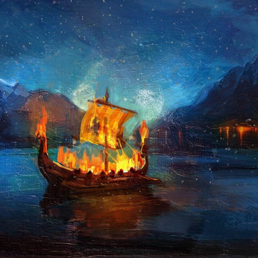 Vikingler ölen kişiyi kendi gemisine koyup, yaktıktan sonra, denize salardı.