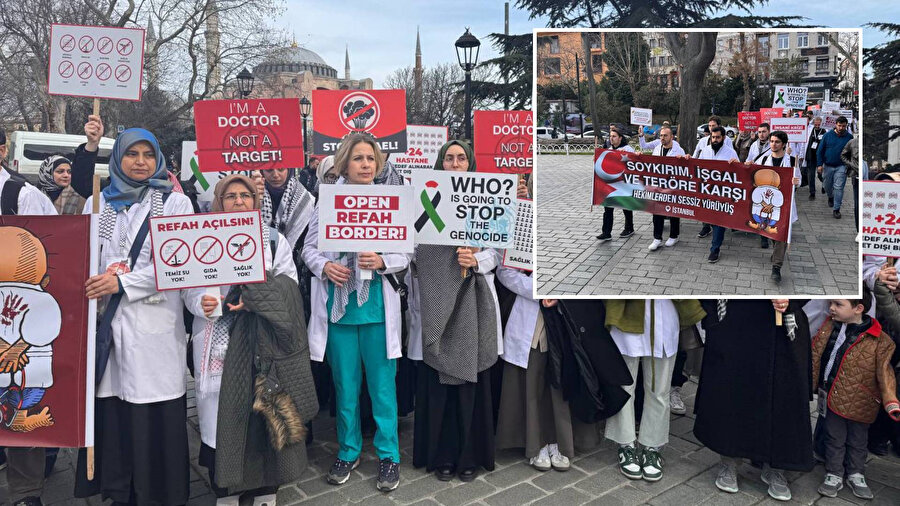 İstanbul'da doktorlar, Gazze'ye destek için sessiz yürüyüş düzenledi