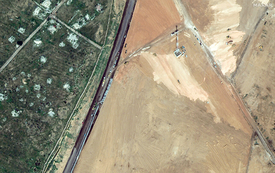 Refah yakınlarında inşa edilen duvarın görüntüleri, 15 Şubat 2024.