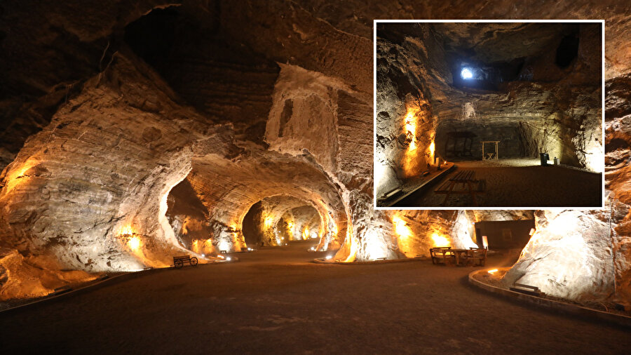 Yer altındaki tuz mağaraları, kışın da turistlerin ziyaret rotasında oluyor.