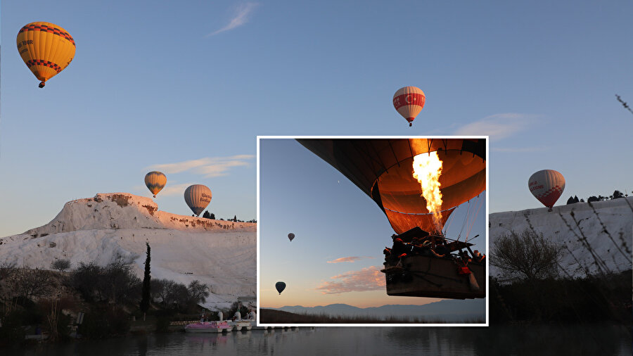 Pamukkale, sıcak hava balon turlarıyla da turist çekiyor.