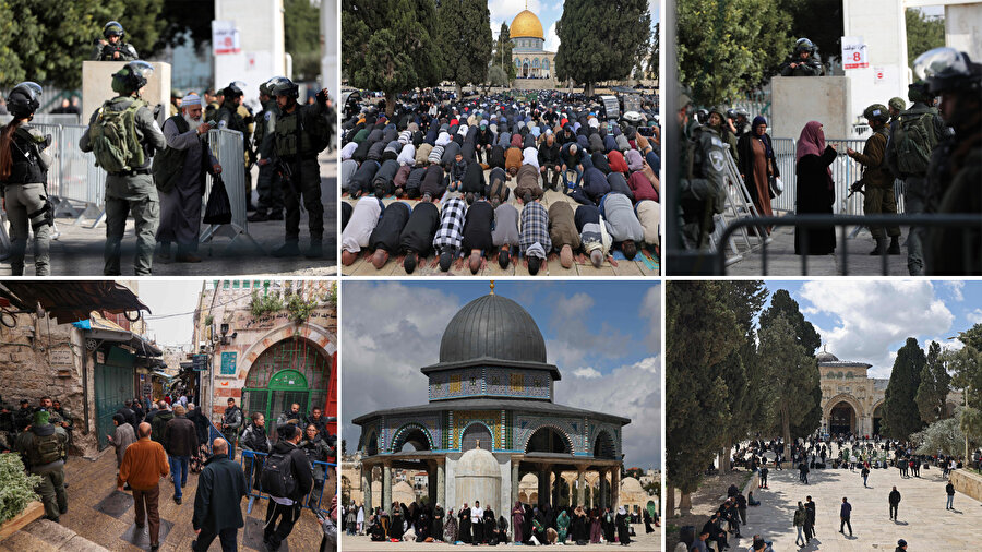 İşgal altındaki Doğu Kudüs’te yer alan Mescid-i Aksâ’da Ramazan ayının ilk cuma namazında 80 bin Müslüman saf tuttu.