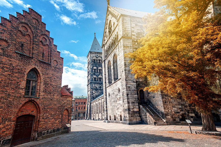 Lund'da gotik bir Lutheran Tapınağı.