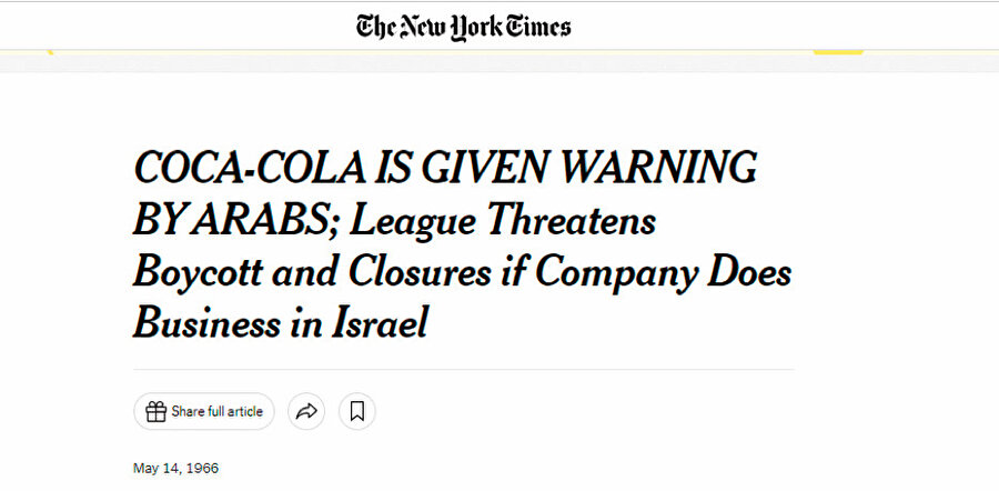 CocaCola demek, İsrail’in 1967’de Filistin’i işgali demekti.