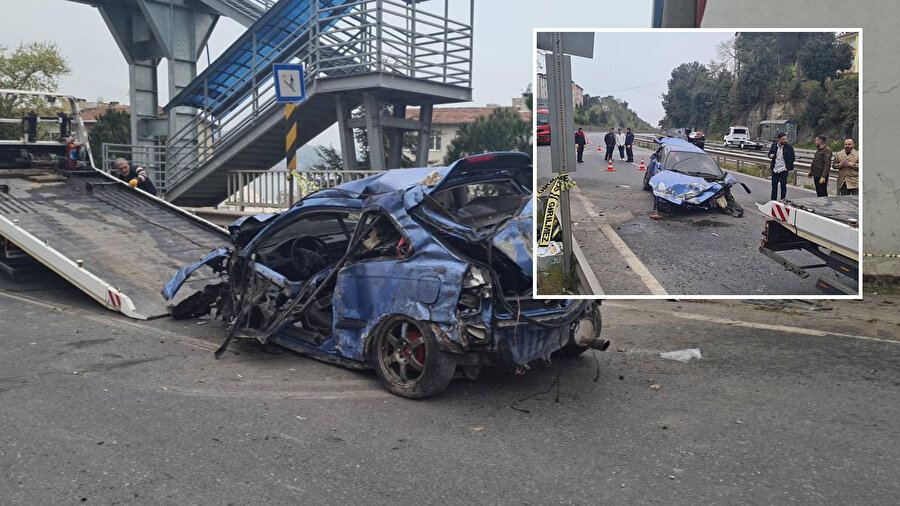 Zonguldak'ın Alaplı ilçesinde bir otomobil elektrik trafosuna çarptı