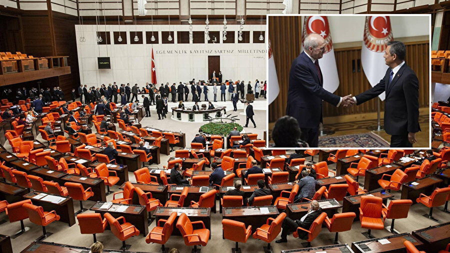 Meclis Başkanı Numan Kurtulmuş ile CHP Genel Başkanı Özgür Özel