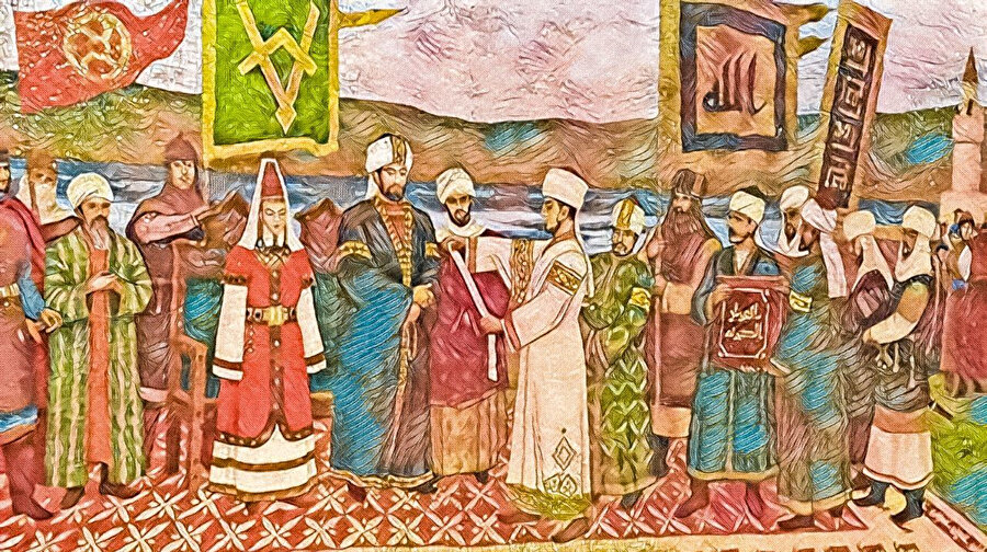 Abbâsî halifesi elçiliğinin Bulgar'a gelişinin tasviri.