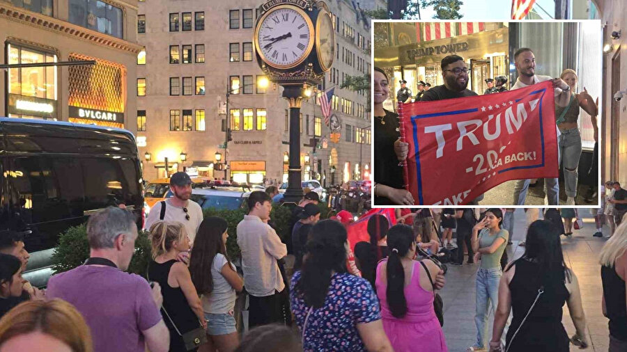 Trump destekçileri Trump Tower önünde toplandı.