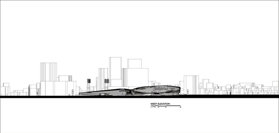 Dongdaemun Design Plaza doğu görünüşü.