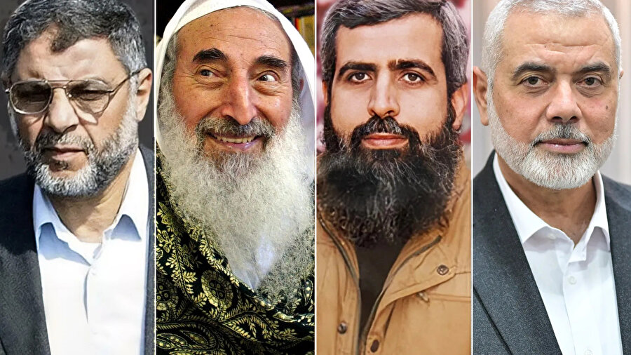 Hamas hareketinin suikasta uğrayan liderlerinden Abdülaziz Rantisi, Şeyh Ahmed Yasin, Salah Şehâde ve İsmail Haniye.