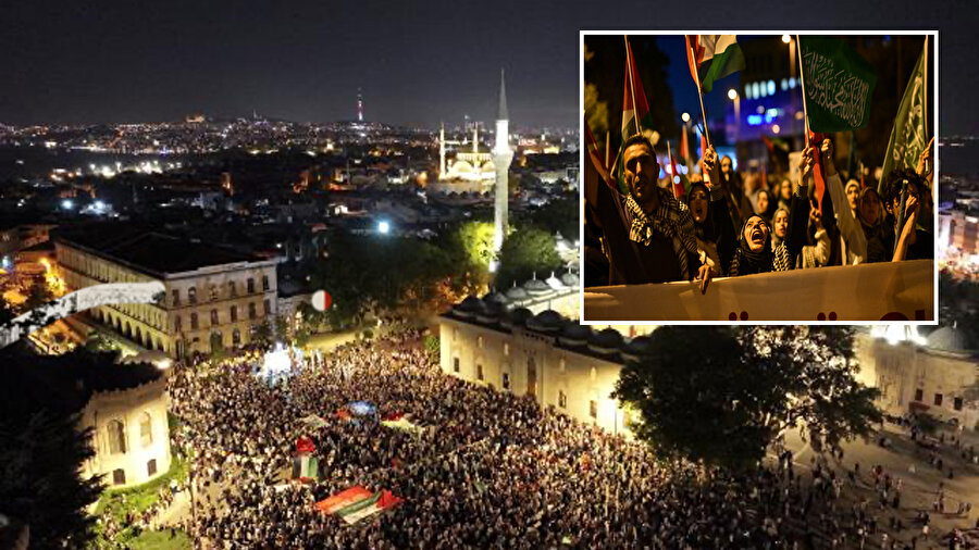Haniye’ye düzenlenen suikast İstanbul’da protesto edildi.