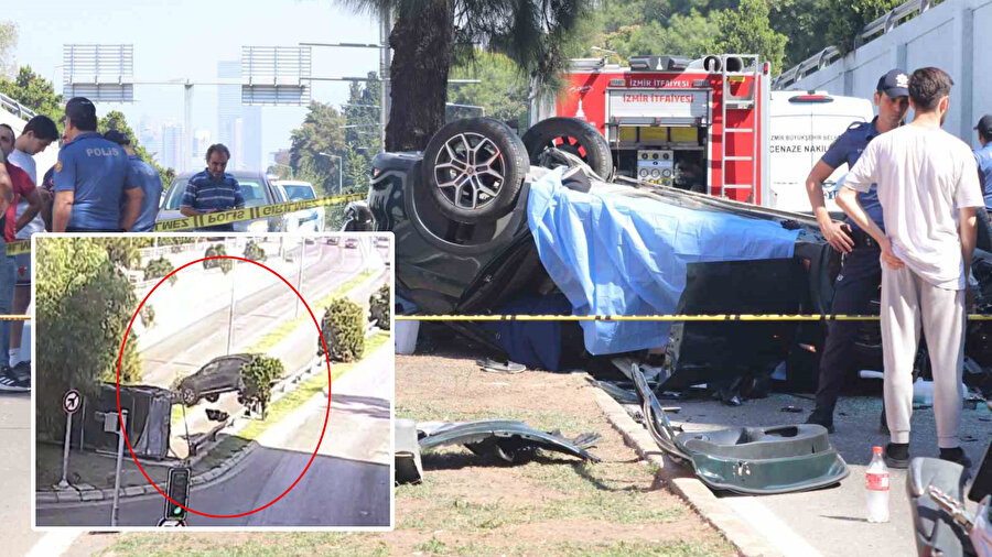 İzmir'de otomobil alt geçide düştü