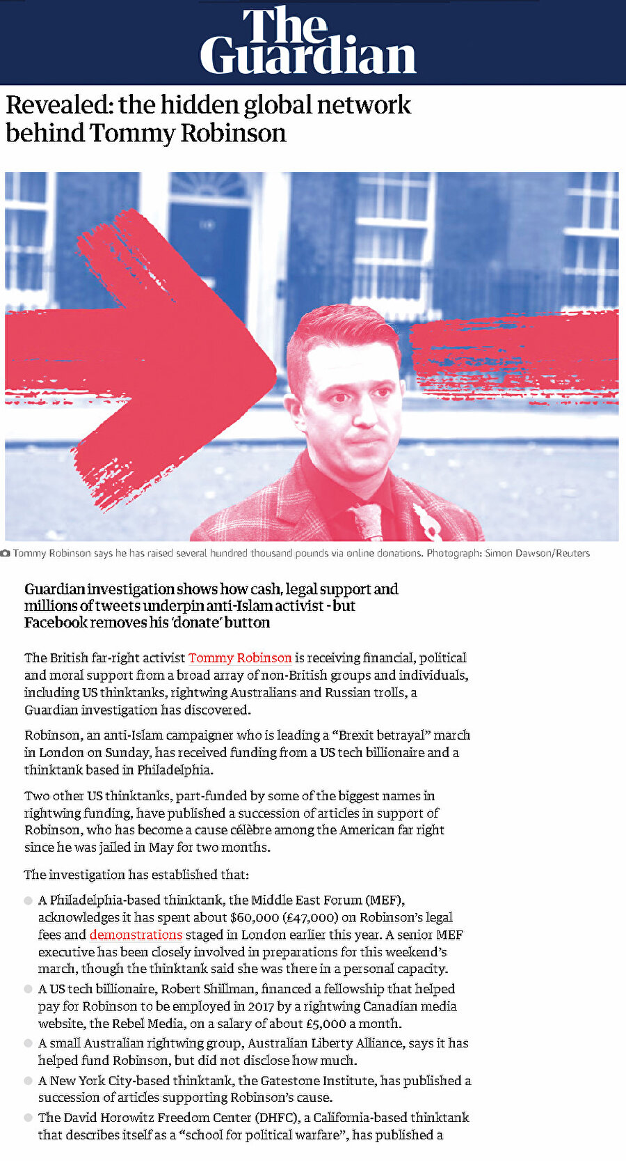 The Guardian Tommy Robinson'un arkasındaki gizli siyonist ağı ifşa etti.
