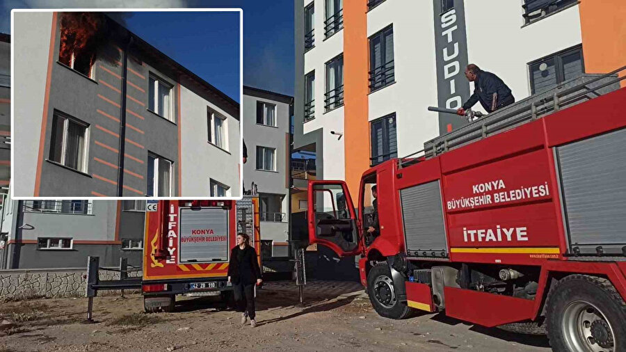 Konya’da apartmanda yangın paniği