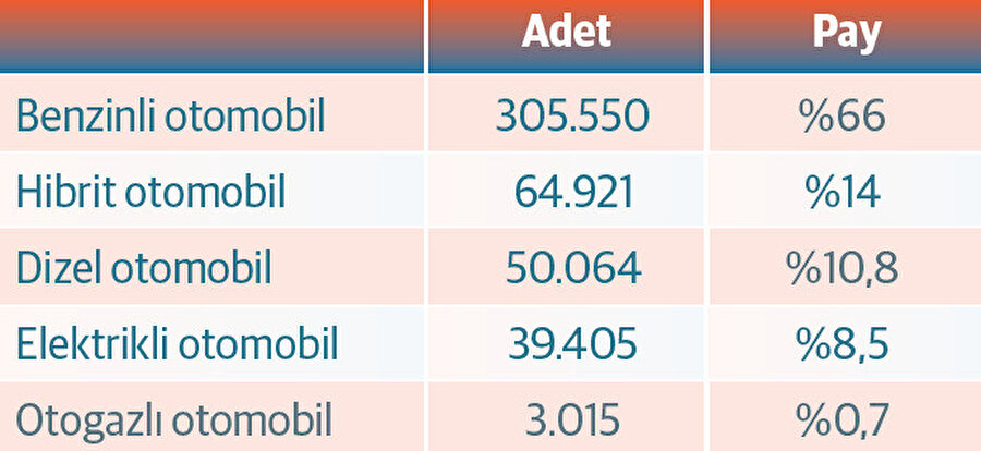 Motor tipine göre otomobil satışları (Ocak-Haziran 2024)