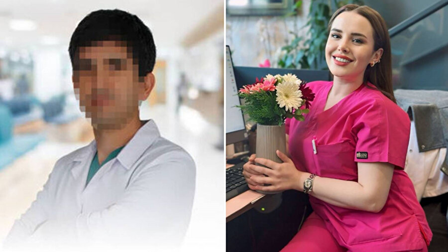 İlacı enjekte eden doktor Fatih Akın ve hayatını kaybeden hemşire Selen Bilgin