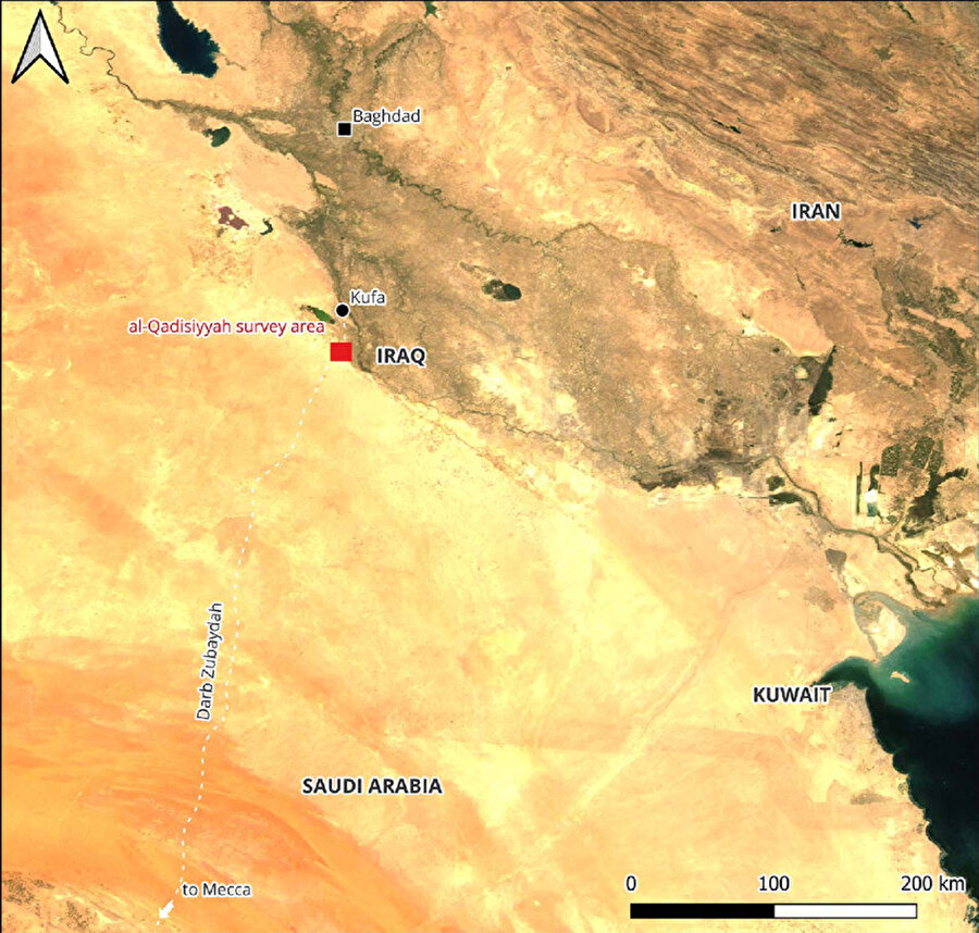 Irak'ın güneybatısındaki Kâdisiye araştırma alanının konumu.