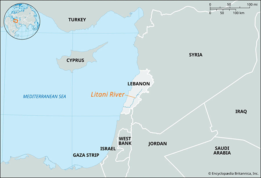 Lübnan'ın en önemli nehri olan Litani Nehri, Beyrut'un yaklaşık 70 km güneyinden Akdeniz'e akıyor.