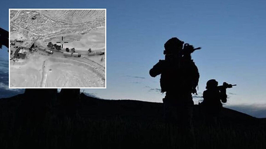 MİT, PKK/YPG'nin Esed rejiminden ele geçirdiği 12 tır, 2 tank ve 2 depoyu imha etti.