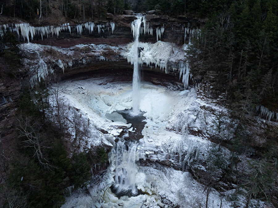 ABD'de aşırı soğuk nedeniyle şelale dondu