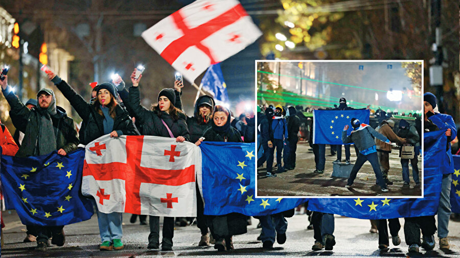Gürcistan’da protestolar.
