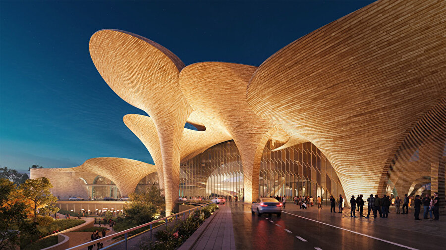 `Yapi, Navoi Edebiyat Müzesi'nin yanı sıra 400 kişilik bir konferans salonu ve uluslararası bir araştırma merkezi ile yatılı bir okul içerecek. 