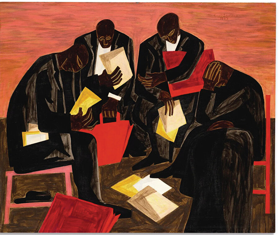 Jacob Lawrence’a ait bir tablo.