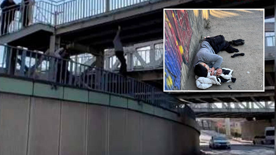 Video çekerken üst geçitten düşüp bacaklarını kırdı