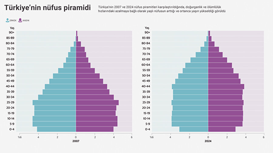 Türkiye'nin nüfus piramidi.