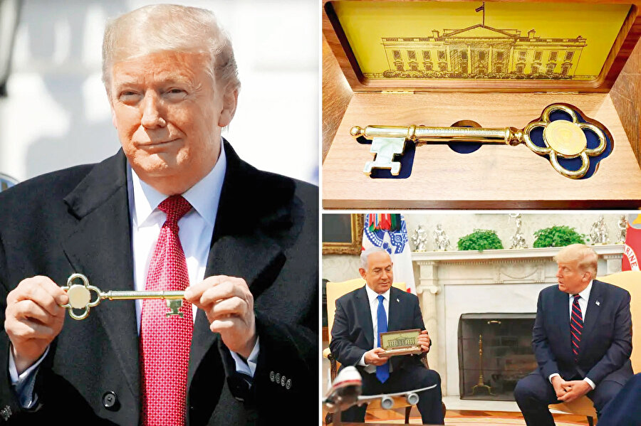  Beyaz Saray’da Netanyahu’yu misafir eden Trump, insanlığın şahit olduğu en büyük soykırımcıya Beyaz Saray’ın anahtarlarını taktim etti.