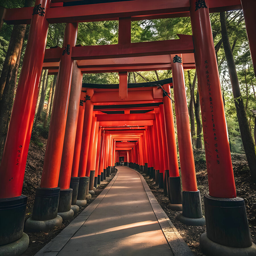 Fushimi Inari-taisha'nın torii yolu.