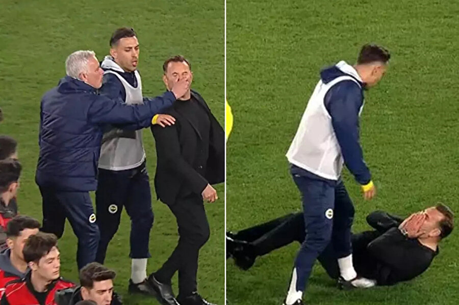 Fenerbahçe Teknik Direktörü Jose Mourinho, maç sonrasında Okan Buruk'un burnunu sıktı.