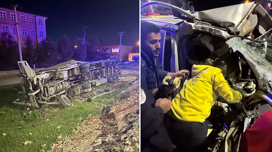 Kırmızı ışıkta geçen TIR, araçla çarpıştı: Aynı aileden 6 kişi yaralandı