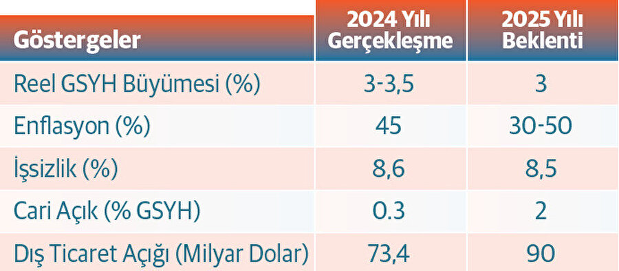 2024 yılı gerçekleşme ve 2025 yılı beklentileri