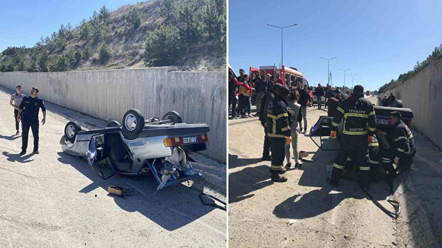 Burdur’da feci kaza: Otomobil şarampole devrildi