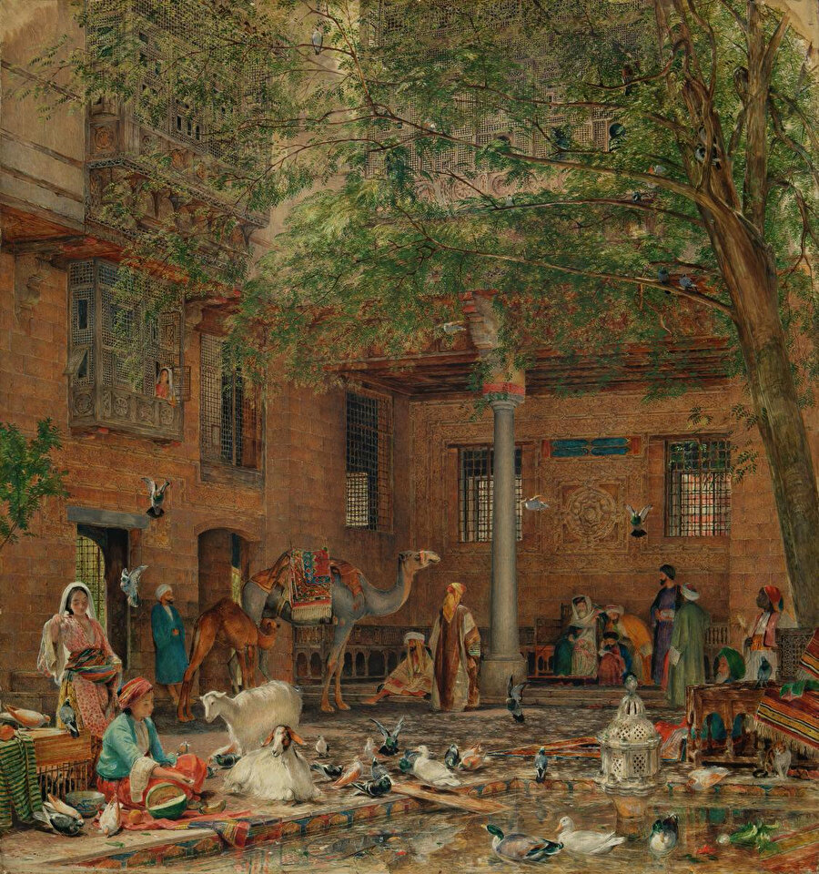 "Kıptî patriğin evinin avlusu" Kahire, 1864.