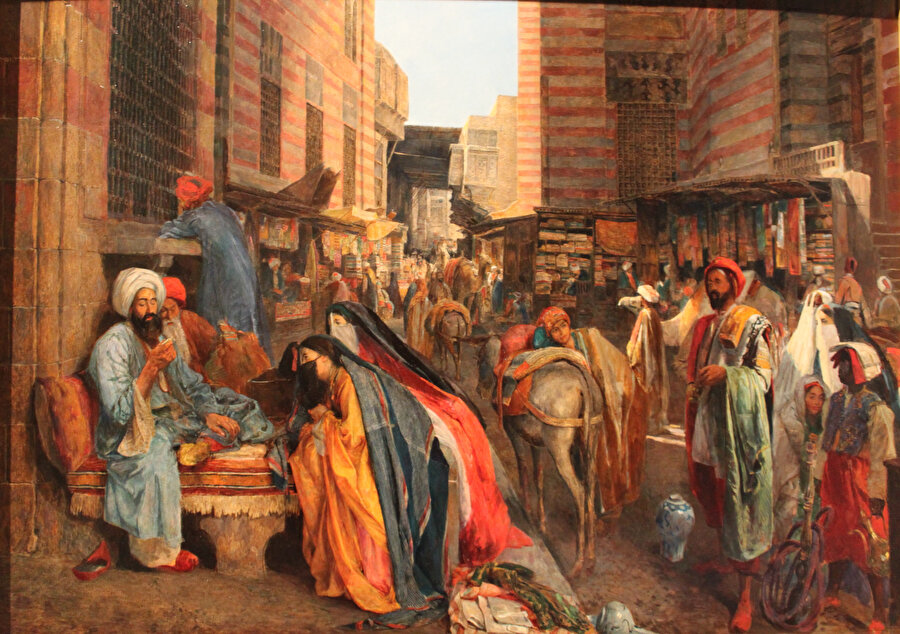 “Sokak ve cami” Kahire, 1875.