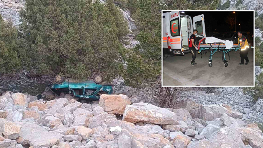 Konya'da korkunç kaza: Otomobil dağ yolunda uçuruma yuvarlandı