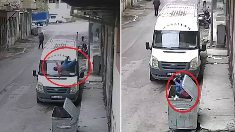 ​2 yaşındaki çocuk ikinci kattan çöp konteynerine düştü