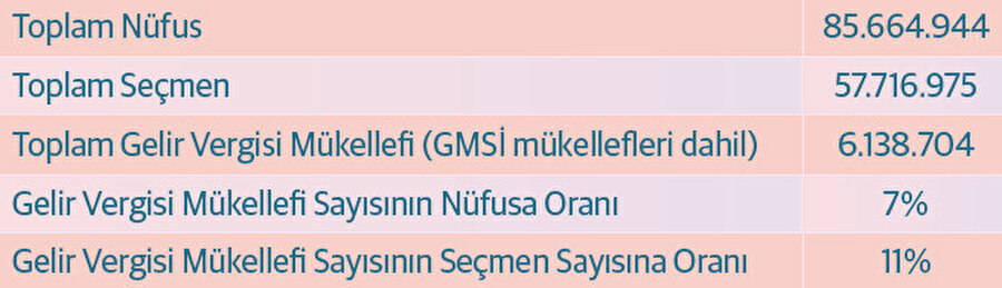 2024 Yılında Toplam Gelir Vergisi Mükellefinin Nüfus Ve Seçmen Sayısına Oranı.