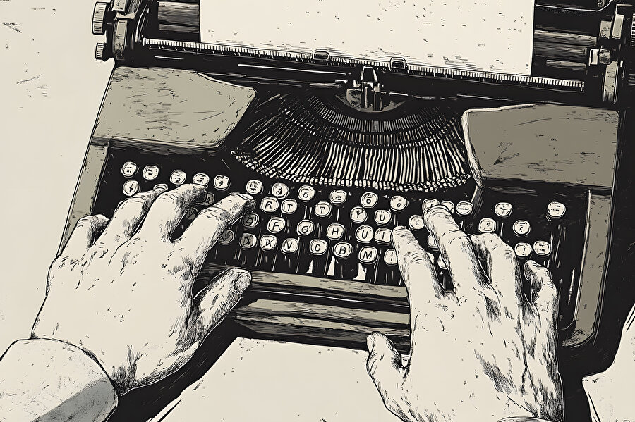 Yazarın önüne geçen kitaplar.