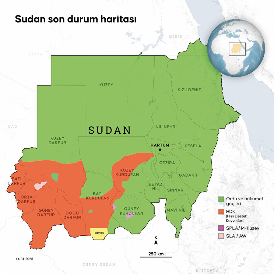 Sudan son durum haritası.