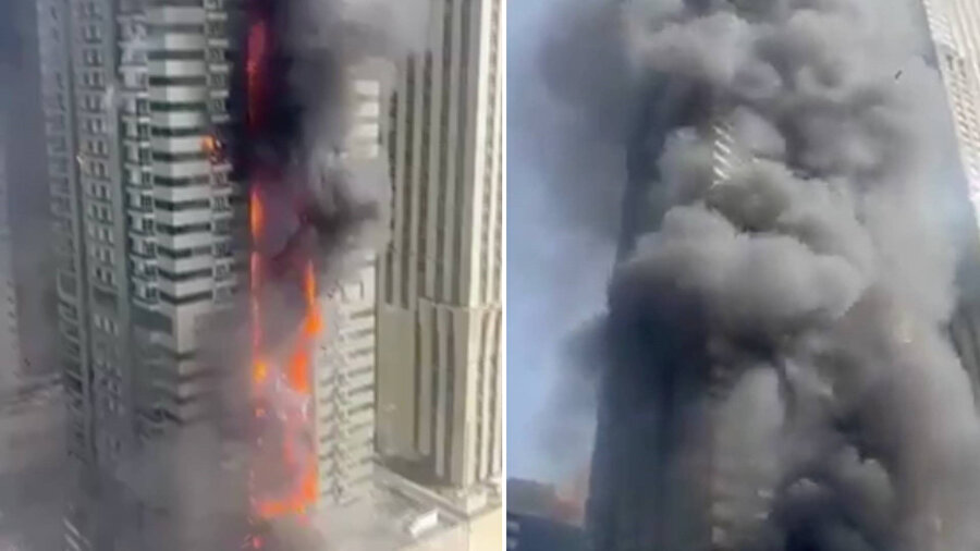 ​Dubai’de bir gökdelende büyük bir yangın çıktı