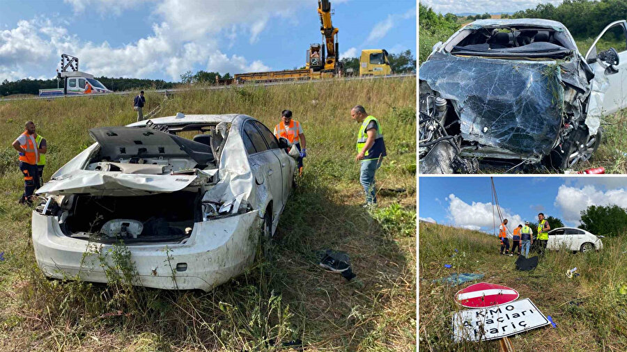 Kuzey Marmara Otoyolu'nda araç şarampole devrildi: 8 kişi yaralandı