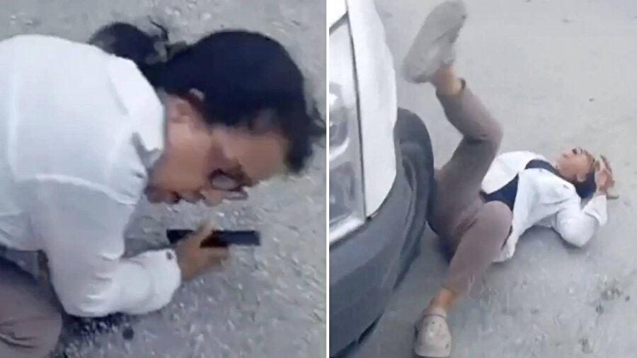 Sokak köpeği toplayan belediye çalışanlarına engel oldu: Düşme numarası dikkat çekti