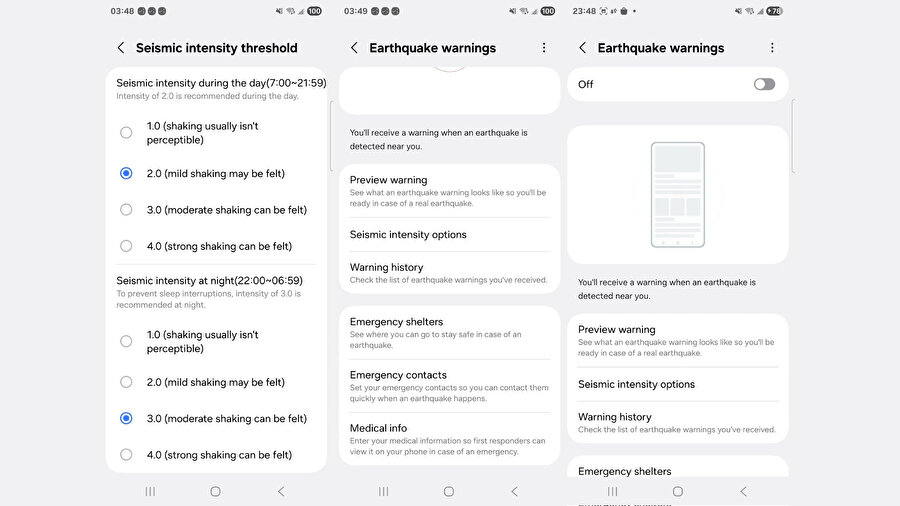 Samsung deprem uygulaması